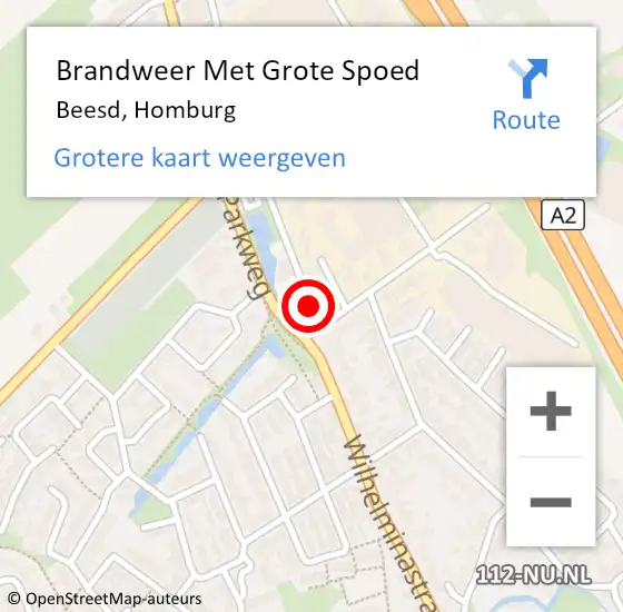 Locatie op kaart van de 112 melding: Brandweer Met Grote Spoed Naar Beesd, Homburg op 26 juni 2017 08:08