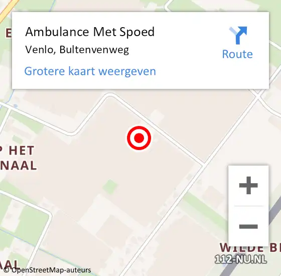 Locatie op kaart van de 112 melding: Ambulance Met Spoed Naar Venlo, Bultenvenweg op 26 juni 2017 08:49