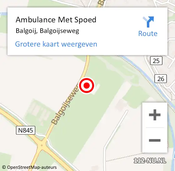 Locatie op kaart van de 112 melding: Ambulance Met Spoed Naar Balgoij, Balgoijseweg op 25 januari 2014 00:55