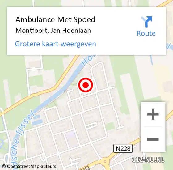 Locatie op kaart van de 112 melding: Ambulance Met Spoed Naar Montfoort, Jan Hoenlaan op 26 juni 2017 09:17