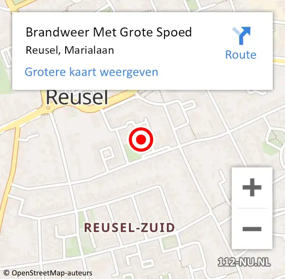 Locatie op kaart van de 112 melding: Brandweer Met Grote Spoed Naar Reusel, Marialaan op 26 juni 2017 09:36