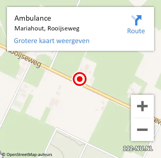 Locatie op kaart van de 112 melding: Ambulance Mariahout, Rooijseweg op 26 juni 2017 09:45