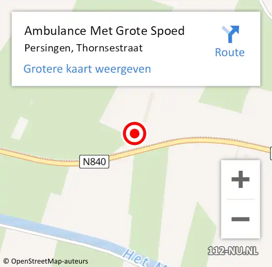 Locatie op kaart van de 112 melding: Ambulance Met Grote Spoed Naar Persingen, Thornsestraat op 26 juni 2017 10:45