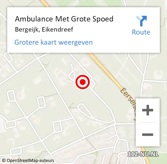 Locatie op kaart van de 112 melding: Ambulance Met Grote Spoed Naar Bergeijk, Eikendreef op 26 juni 2017 10:59