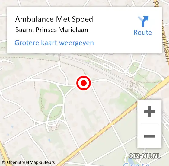 Locatie op kaart van de 112 melding: Ambulance Met Spoed Naar Baarn, Prinses Marielaan op 26 juni 2017 11:13