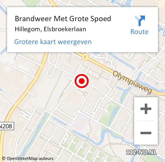 Locatie op kaart van de 112 melding: Brandweer Met Grote Spoed Naar Hillegom, Elsbroekerlaan op 26 juni 2017 11:45