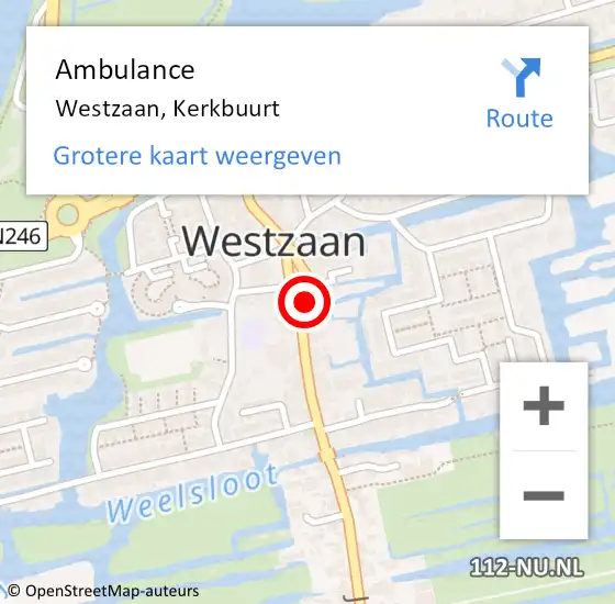 Locatie op kaart van de 112 melding: Ambulance Westzaan, Kerkbuurt op 26 juni 2017 11:57