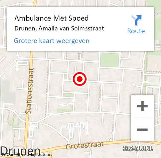 Locatie op kaart van de 112 melding: Ambulance Met Spoed Naar Drunen, Amalia van Solmsstraat op 26 juni 2017 12:07