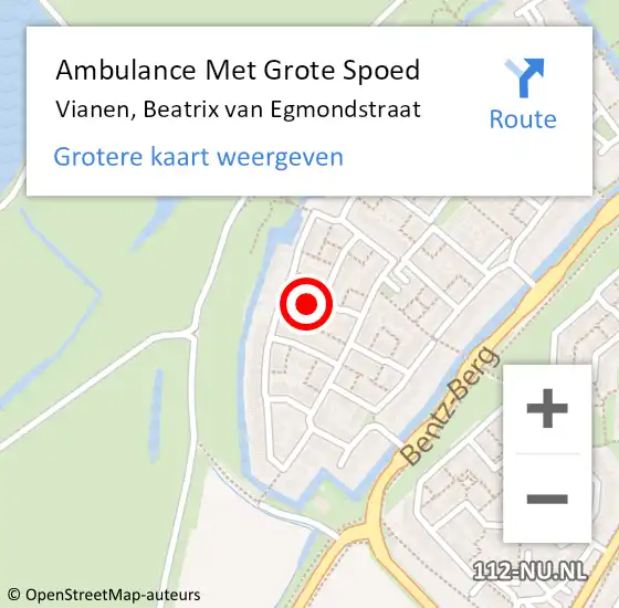 Locatie op kaart van de 112 melding: Ambulance Met Grote Spoed Naar Vianen, Beatrix van Egmondstraat op 25 januari 2014 01:44