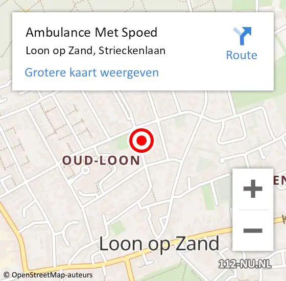 Locatie op kaart van de 112 melding: Ambulance Met Spoed Naar Loon op Zand, Strieckenlaan op 26 juni 2017 12:45