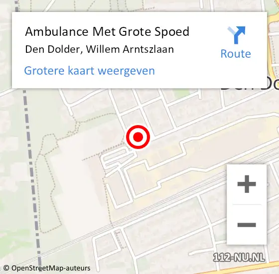 Locatie op kaart van de 112 melding: Ambulance Met Grote Spoed Naar Den Dolder, Willem Arntszlaan op 26 juni 2017 13:05