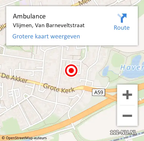 Locatie op kaart van de 112 melding: Ambulance Vlijmen, Van Barneveltstraat op 26 juni 2017 13:32