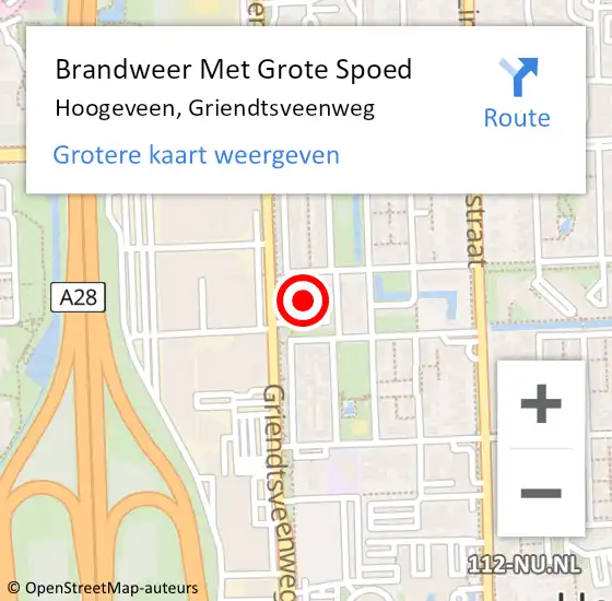 Locatie op kaart van de 112 melding: Brandweer Met Grote Spoed Naar Hoogeveen, Griendtsveenweg op 26 juni 2017 13:33