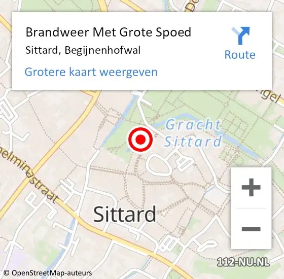 Locatie op kaart van de 112 melding: Brandweer Met Grote Spoed Naar Sittard, Begijnenhofwal op 26 juni 2017 13:40