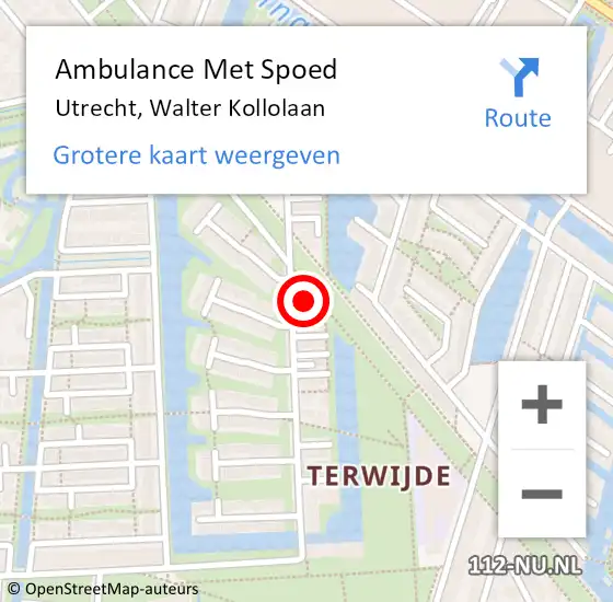 Locatie op kaart van de 112 melding: Ambulance Met Spoed Naar Utrecht, Walter Kollolaan op 26 juni 2017 13:43