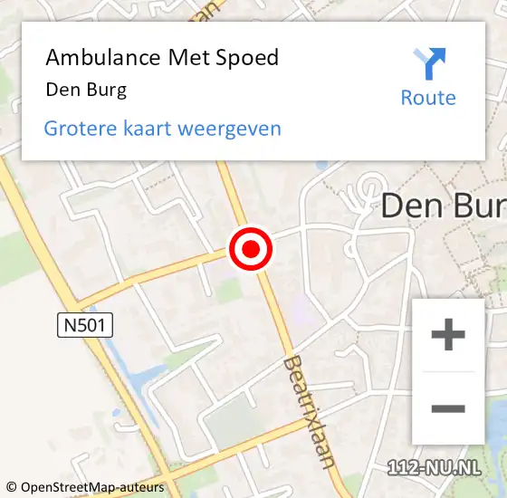 Locatie op kaart van de 112 melding: Ambulance Met Spoed Naar Den Burg op 26 juni 2017 13:44