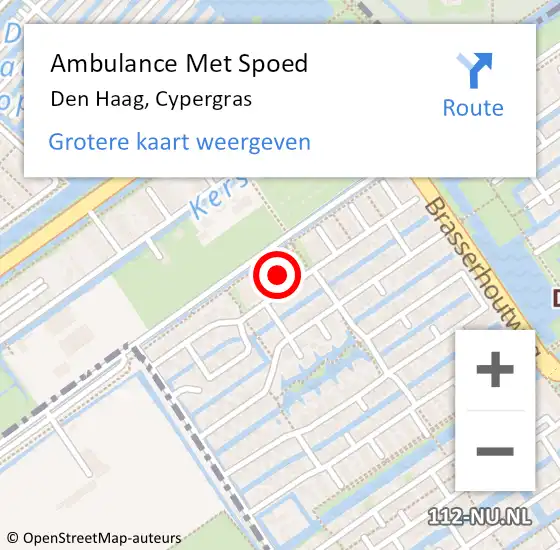 Locatie op kaart van de 112 melding: Ambulance Met Spoed Naar Den Haag, Cypergras op 26 juni 2017 13:46