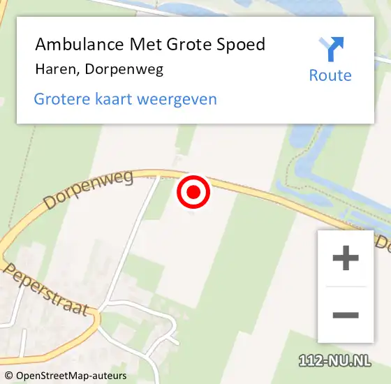 Locatie op kaart van de 112 melding: Ambulance Met Grote Spoed Naar Haren, Dorpenweg op 26 juni 2017 13:48