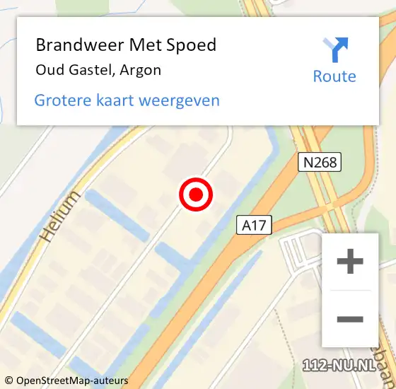 Locatie op kaart van de 112 melding: Brandweer Met Spoed Naar Oud Gastel, Argon op 26 juni 2017 13:57