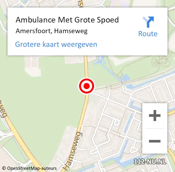 Locatie op kaart van de 112 melding: Ambulance Met Grote Spoed Naar Amersfoort, Hamseweg op 26 juni 2017 14:51