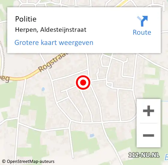 Locatie op kaart van de 112 melding: Politie Herpen, Aldesteijnstraat op 26 juni 2017 14:55