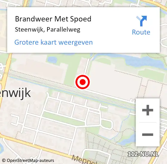 Locatie op kaart van de 112 melding: Brandweer Met Spoed Naar Steenwijk, Parallelweg op 26 juni 2017 15:09