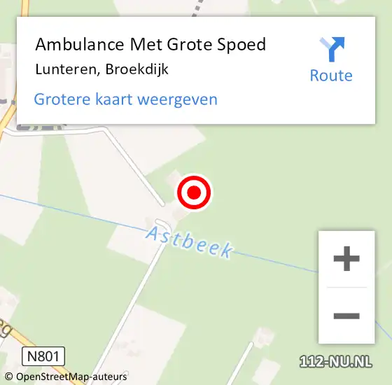 Locatie op kaart van de 112 melding: Ambulance Met Grote Spoed Naar Lunteren, Broekdijk op 26 juni 2017 15:57