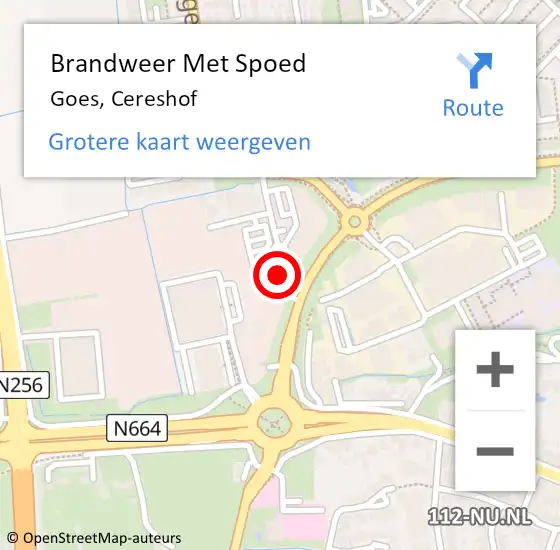 Locatie op kaart van de 112 melding: Brandweer Met Spoed Naar Goes, Cereshof op 26 juni 2017 16:22