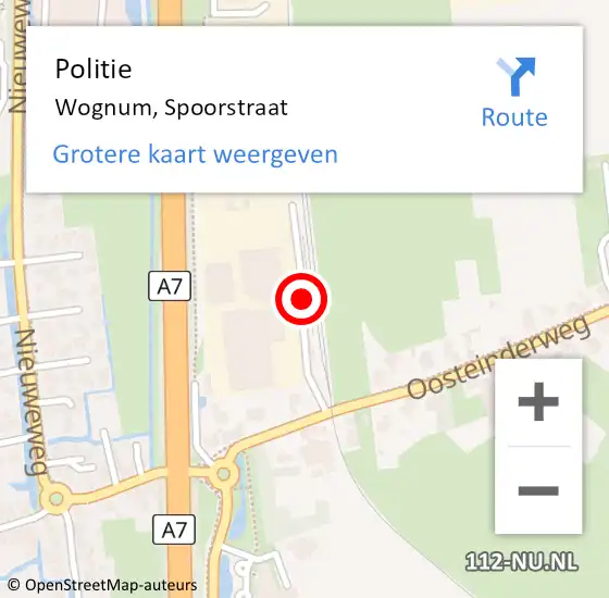 Locatie op kaart van de 112 melding: Politie Wognum, Spoorstraat op 26 juni 2017 17:29