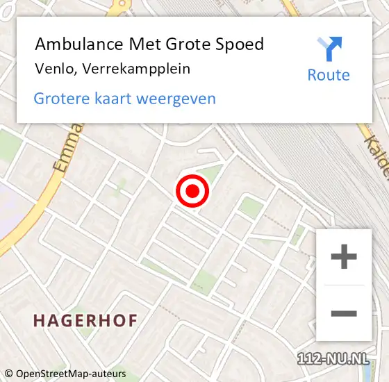 Locatie op kaart van de 112 melding: Ambulance Met Grote Spoed Naar Venlo, Verrekampplein op 26 juni 2017 17:32