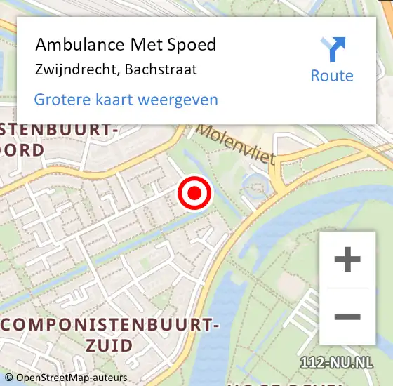 Locatie op kaart van de 112 melding: Ambulance Met Spoed Naar Zwijndrecht, Bachstraat op 26 juni 2017 17:59