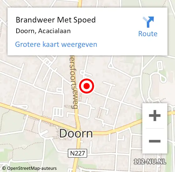 Locatie op kaart van de 112 melding: Brandweer Met Spoed Naar Doorn, Acacialaan op 26 juni 2017 18:01