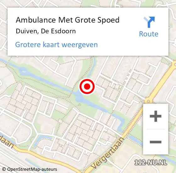 Locatie op kaart van de 112 melding: Ambulance Met Grote Spoed Naar Duiven, De Esdoorn op 26 juni 2017 18:08