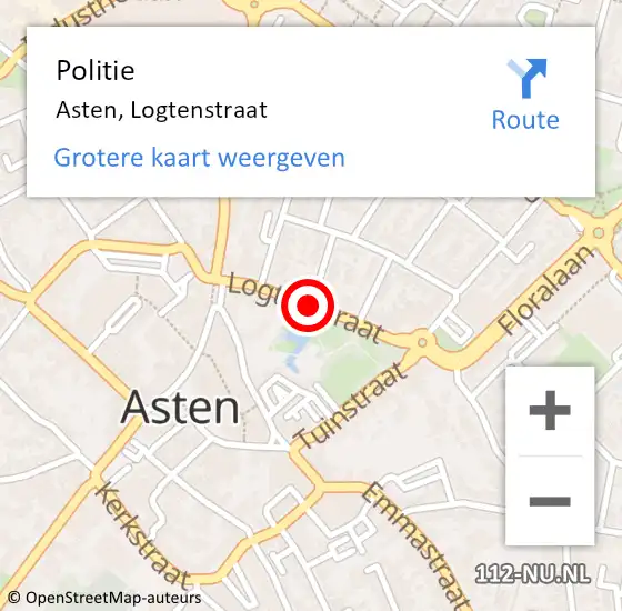 Locatie op kaart van de 112 melding: Politie Asten, Logtenstraat op 26 juni 2017 18:09