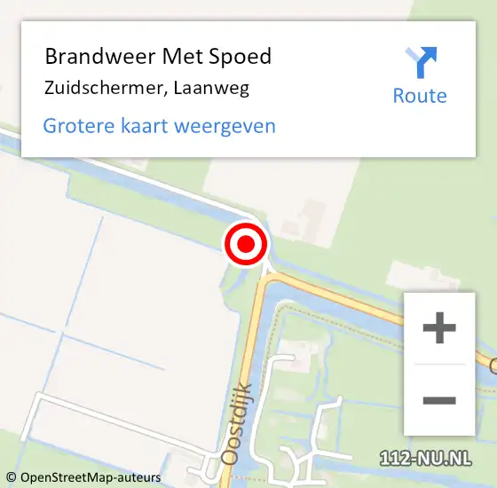 Locatie op kaart van de 112 melding: Brandweer Met Spoed Naar Zuidschermer, Laanweg op 26 juni 2017 18:21