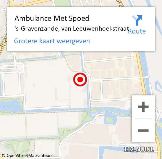 Locatie op kaart van de 112 melding: Ambulance Met Spoed Naar 's-Gravenzande, van Leeuwenhoekstraat op 26 juni 2017 18:47