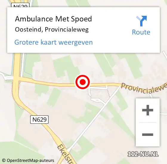 Locatie op kaart van de 112 melding: Ambulance Met Spoed Naar Oosteind, Provincialeweg op 26 juni 2017 19:09