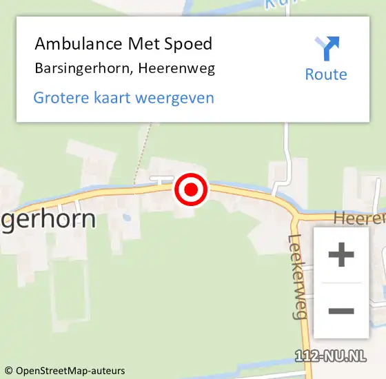 Locatie op kaart van de 112 melding: Ambulance Met Spoed Naar Barsingerhorn, Heerenweg op 26 juni 2017 19:45