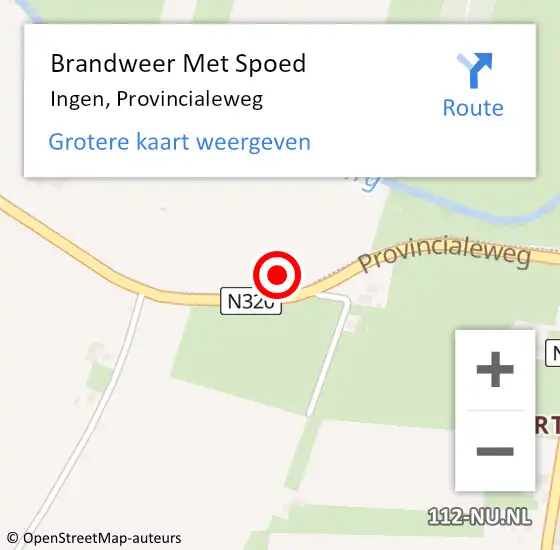 Locatie op kaart van de 112 melding: Brandweer Met Spoed Naar Ingen, Provincialeweg op 26 juni 2017 19:51