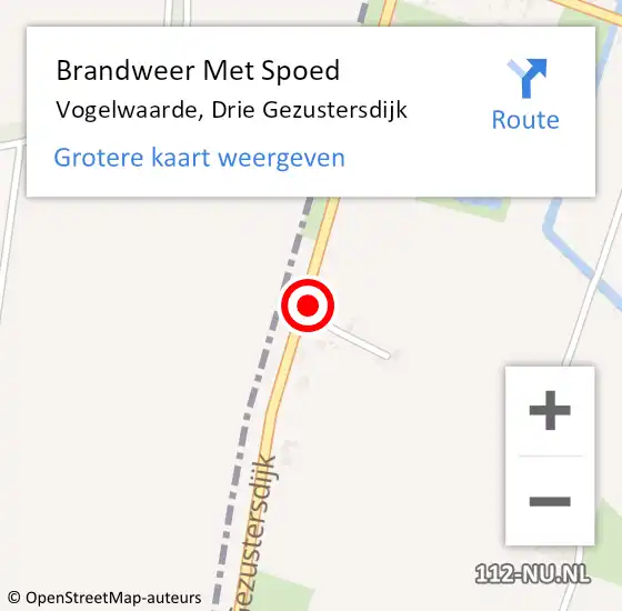 Locatie op kaart van de 112 melding: Brandweer Met Spoed Naar Vogelwaarde, Drie Gezustersdijk op 26 juni 2017 19:56