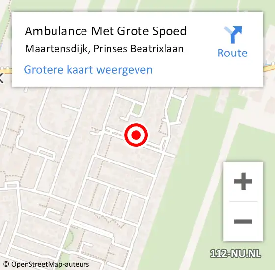 Locatie op kaart van de 112 melding: Ambulance Met Grote Spoed Naar Maartensdijk, Prinses Beatrixlaan op 26 juni 2017 19:58