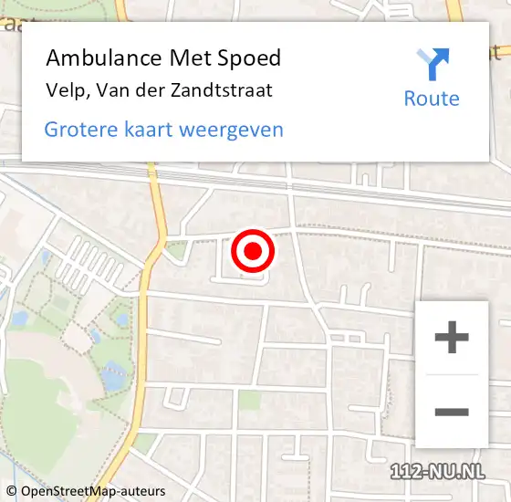 Locatie op kaart van de 112 melding: Ambulance Met Spoed Naar Velp, Van der Zandtstraat op 26 juni 2017 20:52