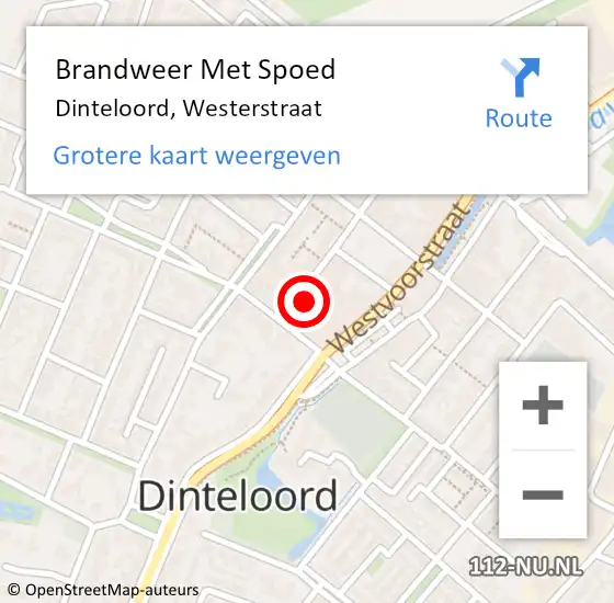 Locatie op kaart van de 112 melding: Brandweer Met Spoed Naar Dinteloord, Westerstraat op 26 juni 2017 21:38