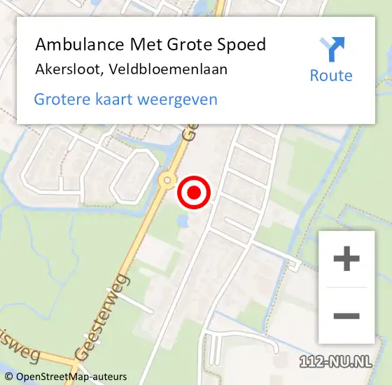 Locatie op kaart van de 112 melding: Ambulance Met Grote Spoed Naar Akersloot, Veldbloemenlaan op 25 januari 2014 04:24