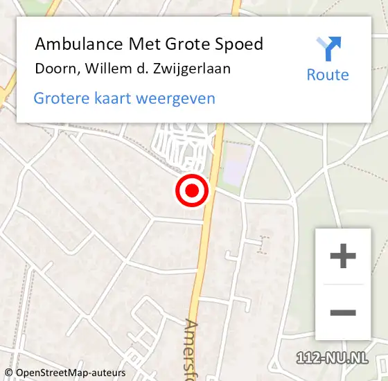 Locatie op kaart van de 112 melding: Ambulance Met Grote Spoed Naar Doorn, Willem d. Zwijgerlaan op 26 juni 2017 22:05