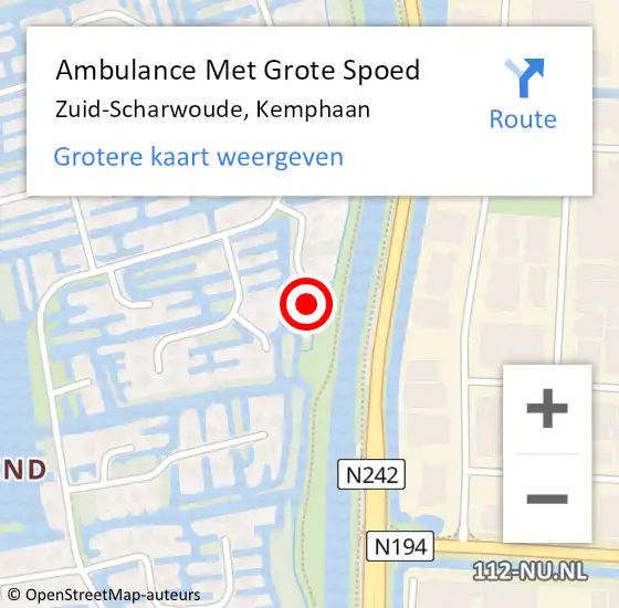 Locatie op kaart van de 112 melding: Ambulance Met Grote Spoed Naar Zuid-Scharwoude, Kemphaan op 26 juni 2017 22:27