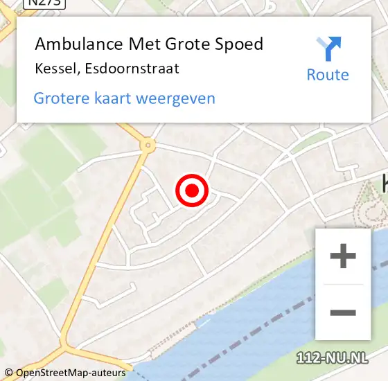 Locatie op kaart van de 112 melding: Ambulance Met Grote Spoed Naar Kessel, Esdoornstraat op 26 juni 2017 22:45