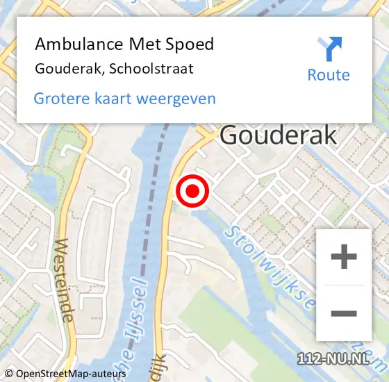 Locatie op kaart van de 112 melding: Ambulance Met Spoed Naar Gouderak, Schoolstraat op 26 juni 2017 23:21