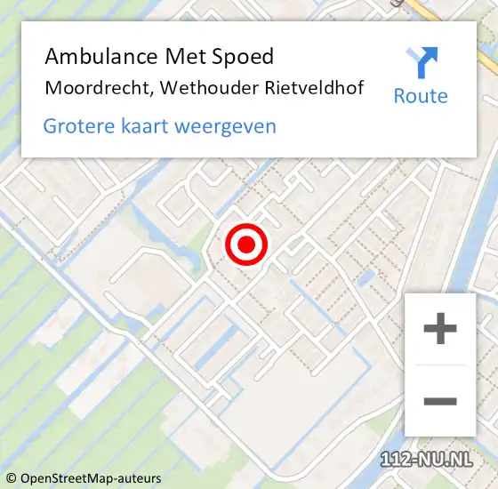 Locatie op kaart van de 112 melding: Ambulance Met Spoed Naar Moordrecht, Wethouder Rietveldhof op 26 juni 2017 23:48