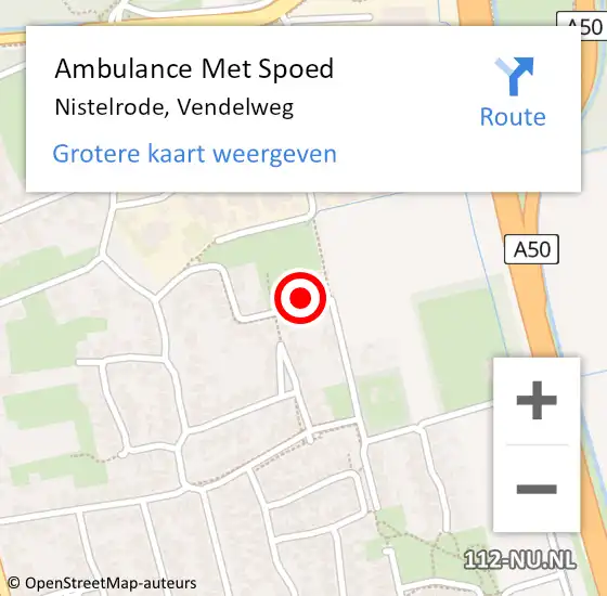 Locatie op kaart van de 112 melding: Ambulance Met Spoed Naar Nistelrode, Vendelweg op 27 juni 2017 00:11